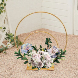 Double 40/ 60Cm Hoop Wedding Table Centrepiece Gold Standing Decor Display Rack - thumbnail 4
