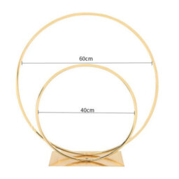 Double 40/ 60Cm Hoop Wedding Table Centrepiece Gold Standing Decor Display Rack - thumbnail 2