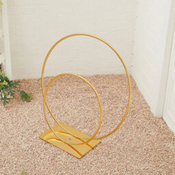 Double 40/ 60Cm Hoop Wedding Table Centrepiece Gold Standing Decor Display Rack - thumbnail 5
