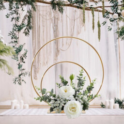 Double 40/ 60Cm Hoop Wedding Table Centrepiece Gold Standing Decor Display Rack - thumbnail 6