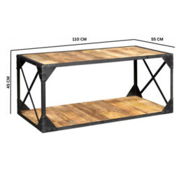 Wyld Haus Oulu Industrial Reclaimed Wood And Metal Coffee Table With Bottom Shelf 1000mm X 450mm - thumbnail 4