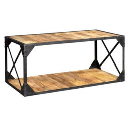 Wyld Haus Oulu Industrial Reclaimed Wood And Metal Coffee Table With Bottom Shelf 1000mm X 450mm - thumbnail 2