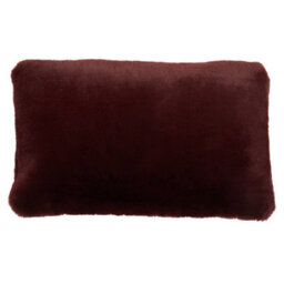 Orsina Rectangular Red Wine Faux Fur Cushion, Soft Feather Filled Decorative Cushion For Sofa & Bedroom - thumbnail 1
