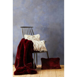 Orsina Rectangular Red Wine Faux Fur Cushion, Soft Feather Filled Decorative Cushion For Sofa & Bedroom - thumbnail 4