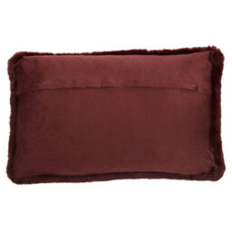Orsina Rectangular Red Wine Faux Fur Cushion, Soft Feather Filled Decorative Cushion For Sofa & Bedroom - thumbnail 3