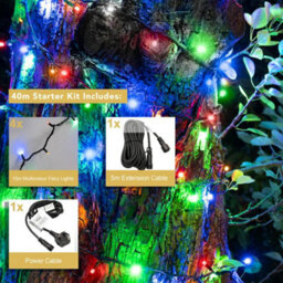 Christmas Tree World Crownvine 40M Fairy Lights Starter Set - 400 Leds Multicolour - Black Rubber Cable - thumbnail 2