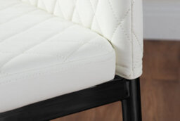 Furniturebox Carson 4 Seater White Marble Effect Rectangular Scratch Resistant Dining Table With 4 White Milan Faux Leather Black Leg Chairs - thumbnail 8