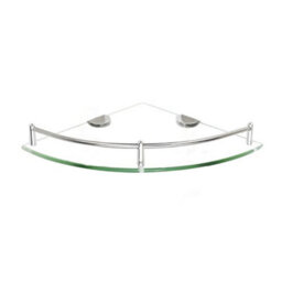 Living And Home Silver Tempered Glass Wall Mounted Bathroom Corner Shelf 25 Cm - thumbnail 3