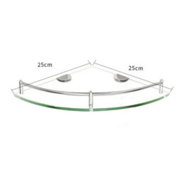 Living And Home Silver Tempered Glass Wall Mounted Bathroom Corner Shelf 25 Cm - thumbnail 6