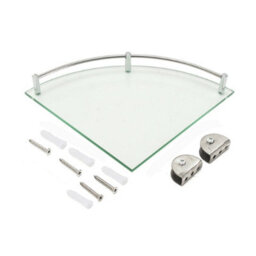 Living And Home Silver Tempered Glass Wall Mounted Bathroom Corner Shelf 25 Cm - thumbnail 5