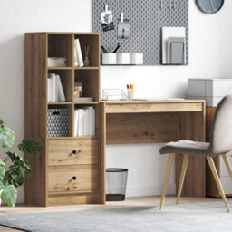 Walplus Desk With Storage With Drawer 2 Pcs Artisan Oak 90 X 40 X 76 Cm