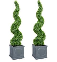 Primrose Artificial Outdoor Patio Box Topiary Buxus Grass Spiral Bush 120Cm - thumbnail 2