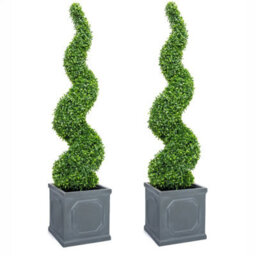 Primrose Artificial Outdoor Patio Box Topiary Buxus Grass Spiral Bush 120Cm - thumbnail 5