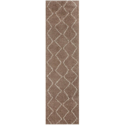 The Rugs Moroccan Shaggy Rugs And Runners Soft Fluffy Wavy Trellis Design High Pile Beige And Ivory Living Room Kitchen Hallway 820 - image 1