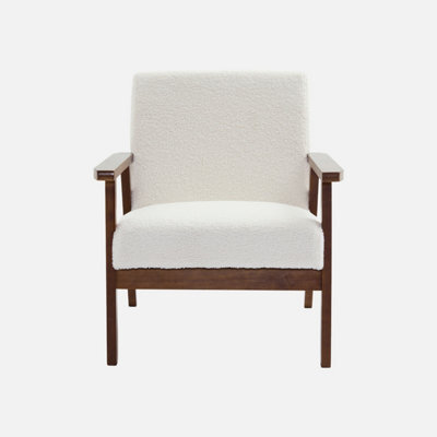Armchair And 2-Seater Sofa In Hevea Wood Off-White Boucle - Sweeek - image 1