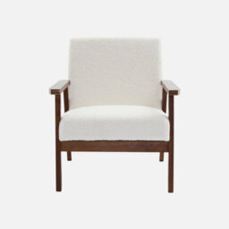 Armchair And 2-Seater Sofa In Hevea Wood Off-White Boucle - Sweeek - thumbnail 1