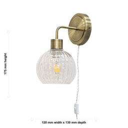 First Choice Lighting Set Of 2 Toby - Antique Brass Plug In Wall Light Fittings Only - thumbnail 6
