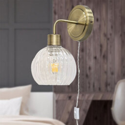 First Choice Lighting Set Of 2 Toby - Antique Brass Plug In Wall Light Fittings Only - thumbnail 4