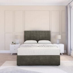 "Sloomy 6Ft Kansas Divan Bed Base Pewter Dumfries ,2 Drawers & 54"" Floor Standing Headboard - Super King" - thumbnail 2