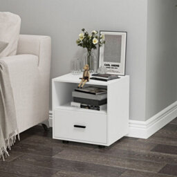 Urbn-Living Urbnliving Height 43Cm 1 Drawer Wooden White Bedside Cabinet Bedroom Furniture Storage Nightstand - thumbnail 4