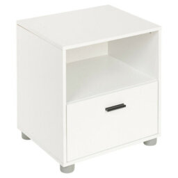 Urbn-Living Urbnliving Height 43Cm 1 Drawer Wooden White Bedside Cabinet Bedroom Furniture Storage Nightstand - thumbnail 1