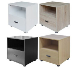 Urbn-Living Urbnliving Height 43Cm 1 Drawer Wooden White Bedside Cabinet Bedroom Furniture Storage Nightstand - thumbnail 2