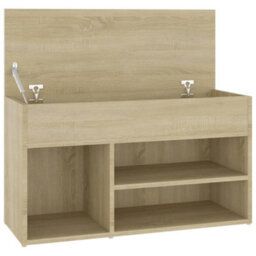 Berkfield Shoe Bench Sonoma Oak 80X30X45 Cm Engineered Wood - thumbnail 7