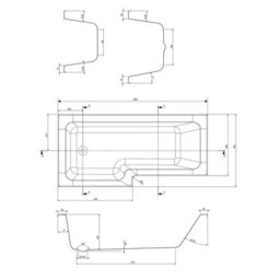 Plum&clay Novela Right Hand L-Shape Shower Bath With Dark Wood Panel (L)1700mm (W)820mm - thumbnail 4