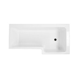 Plum&clay Novela Right Hand L-Shape Shower Bath With Dark Wood Panel (L)1700mm (W)820mm - thumbnail 3