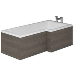 Plum&clay Novela Right Hand L-Shape Shower Bath With Dark Wood Panel (L)1700mm (W)820mm - thumbnail 1