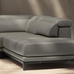 Valencia Valletta Top Grain Leather L Shape With Right Chaise Sofa Grey Kiln-Dried Wood Adjustable Headrest - thumbnail 7