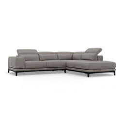 Valencia Valletta Top Grain Leather L Shape With Right Chaise Sofa Grey Kiln-Dried Wood Adjustable Headrest - thumbnail 1