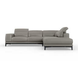 Valencia Valletta Top Grain Leather L Shape With Right Chaise Sofa Grey Kiln-Dried Wood Adjustable Headrest - thumbnail 8