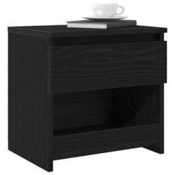 Berkfield Modern Black Oak Nightstand 40X30X39 Cm Made From Engineered Wood - thumbnail 3