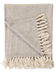 Ehc Natural Cotton Two Tone Herringbone Sofa Arm Chair Bedspread Settee King Size Throw, Beige - 225 X 250 Cm - thumbnail 1