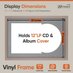"AK Frames 25X17"" Rose Gold Modern Vinyl Record Frame With Mid Grey Mount For 12 Inch Lp Cover & Disc - Overlapped Design" - thumbnail 2
