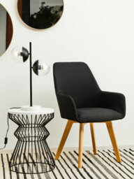 Orsina Black Leisure Chair, Effortless Cleaning Lounge Chair, Space-Saving Armchair, Comfortable Lobby Chair - thumbnail 7