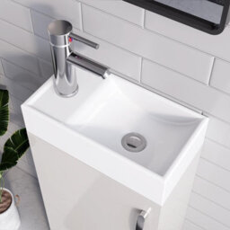 Belofay 400mm Bathroom Vanity Unit With Basin, White Ceramic Bathroom Sink With Trap And Waste, No Tap Included(New York White ) - thumbnail 4