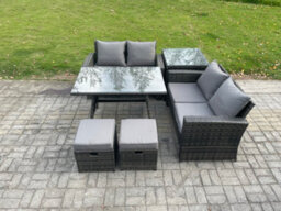 Fimous Garden Furniture Sets 6 Pieces Wicker Rattan Furniture Manual Wicker Patio Sofa Patio Conversation Set With Side - thumbnail 1