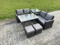 Fimous Garden Furniture Sets 6 Pieces Wicker Rattan Furniture Manual Wicker Patio Sofa Patio Conversation Set With Side - thumbnail 2
