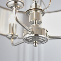 Ceiling Pendant Light - Bright Nickel & Charcoal Fabric - 3 X 40W E14 - E10231 - thumbnail 4