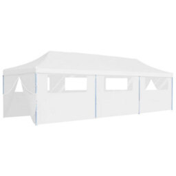 Berkfield Folding Pop-Up Party Tent With 8 Sidewalls 3X9 M White - thumbnail 2