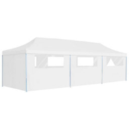 Berkfield Folding Pop-Up Party Tent With 8 Sidewalls 3X9 M White - thumbnail 1