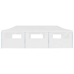 Berkfield Folding Pop-Up Party Tent With 8 Sidewalls 3X9 M White - thumbnail 3