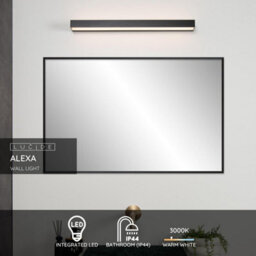 Lucide Alexa Modern Wall Light Bathroom - Led - 1X8W 3000K - Ip44 - Black - thumbnail 2