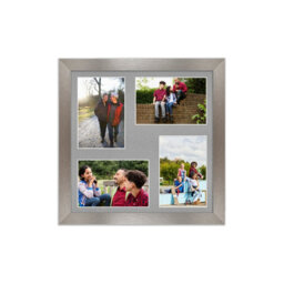 AK Frames 12X12 Aluminum Modern Multi Photo Frame With Silver Mount - Holds 4 Apertures (4X) 6X4 Photos