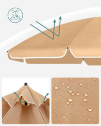 Songmics Tilt-Adjustable Parasol, Sun Umbrella With Carry Bag For Outdoor Use, Ideal For Beach Garden Patio, Taupe - thumbnail 4