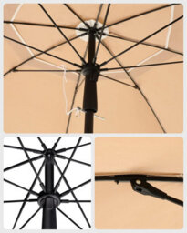 Songmics Tilt-Adjustable Parasol, Sun Umbrella With Carry Bag For Outdoor Use, Ideal For Beach Garden Patio, Taupe - thumbnail 6