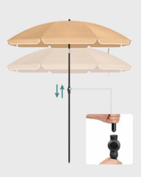 Songmics Tilt-Adjustable Parasol, Sun Umbrella With Carry Bag For Outdoor Use, Ideal For Beach Garden Patio, Taupe - thumbnail 7