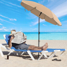 Songmics Tilt-Adjustable Parasol, Sun Umbrella With Carry Bag For Outdoor Use, Ideal For Beach Garden Patio, Taupe - thumbnail 1